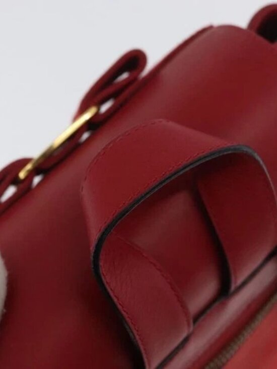 Salvatore Ferragamo Vala Backpack Suede Red Gold Auth BA11218 main image 5